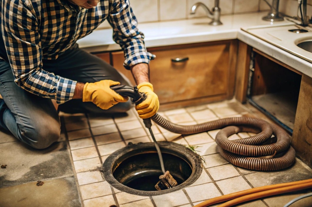 Commercial drain cleaning service
